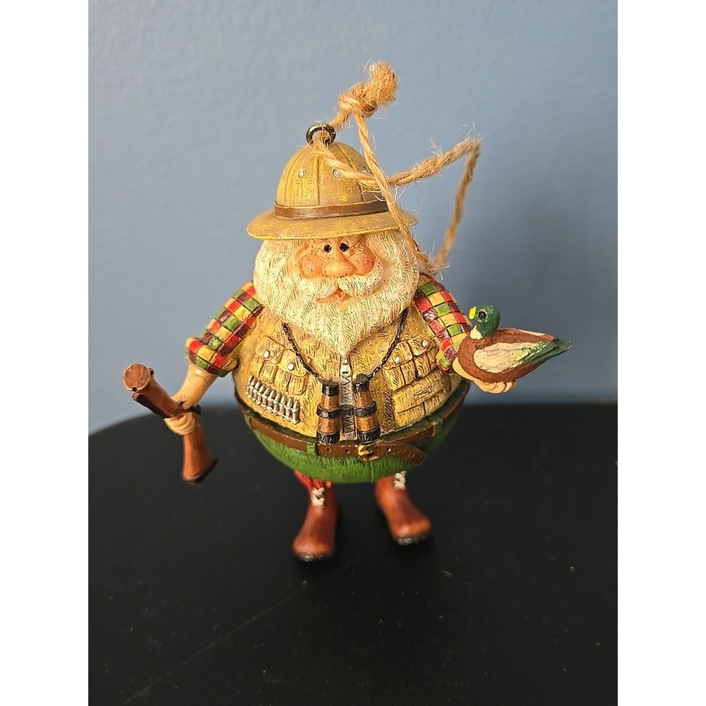 Vtg Cannon Falls Duck Hunter Santa‎ Bobble Christmas Tree Ornament